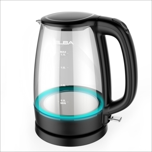 غلاية ماء 1.7 L لتر البا غلايه ماء زجاج مع لمبه ليد 1.7 لتر سريعه الفوران - معقم — ELBA360GL