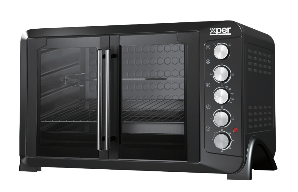 فرن قائم 100 2800 واط اكسبير - فرن اكسبير 100 لتر 2800 واط مروحة باب مزدوج اسود-XPTO100L-24 كهربائي