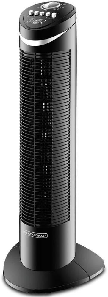 مروحة طويلة 60 واط بلاك اند ديكر 60W TOWER FAN مع 3 سرعات قوة 50 واط مع مؤقت وتذبذب اسود TF50-B5